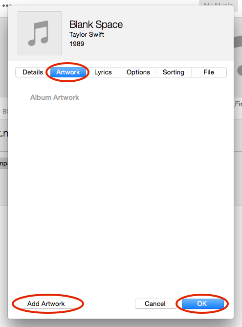 how to add artwork to itunes add work is grayed out