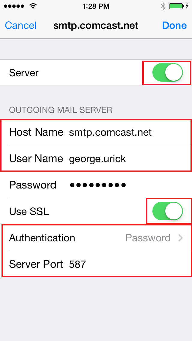 comcast email settings for mac mail 4.6