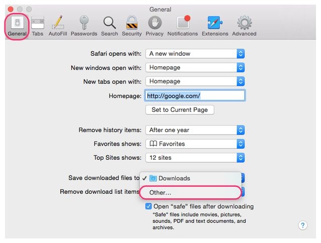 change downloads folder for mac