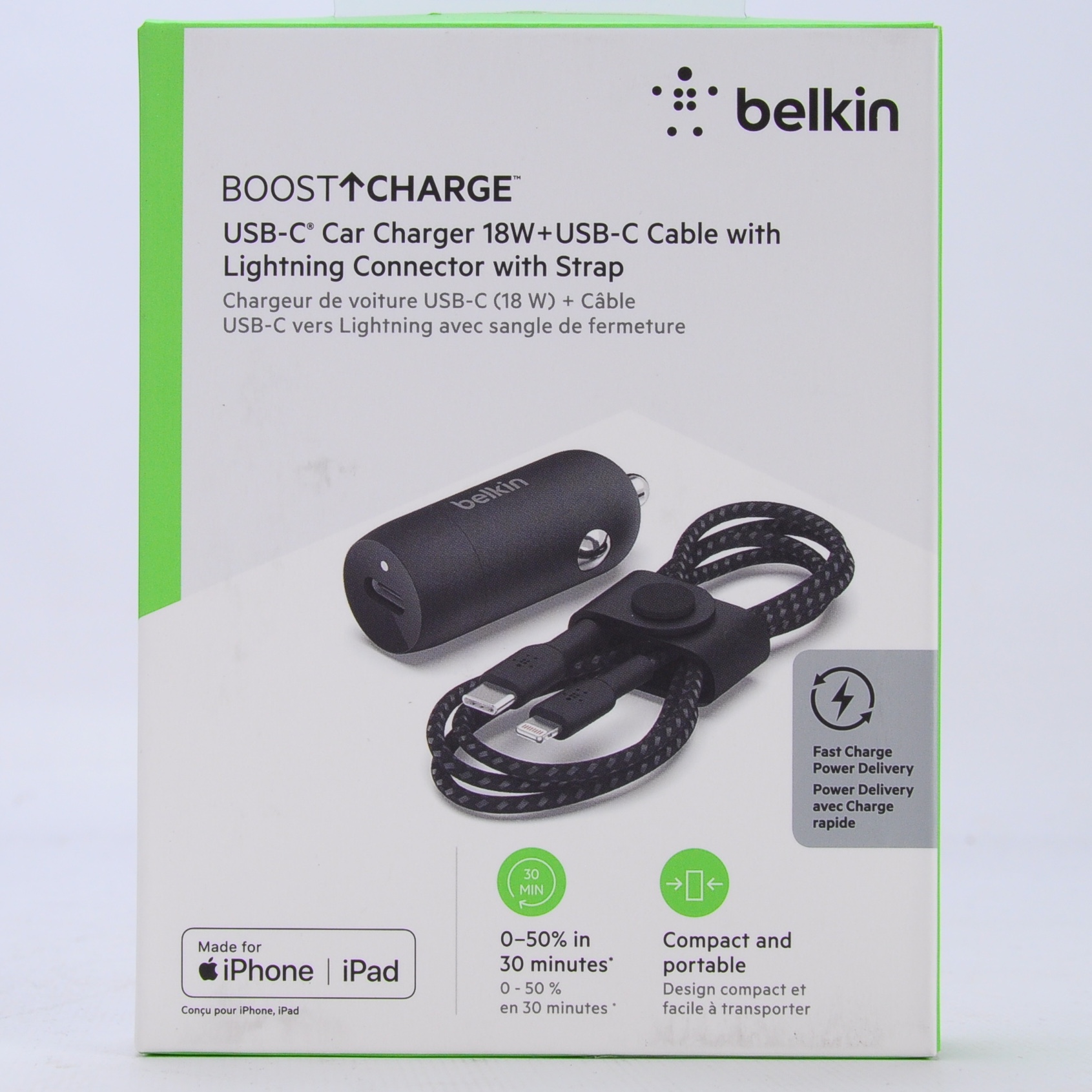 BELKIN Chargeur USB-C PD 18W avec câble USB-C à Lightning